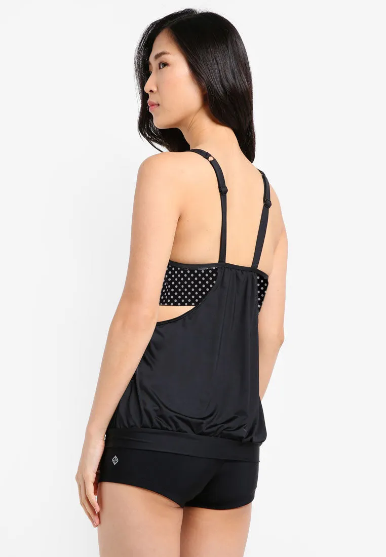 2-in-1 Blouson Tankini Top