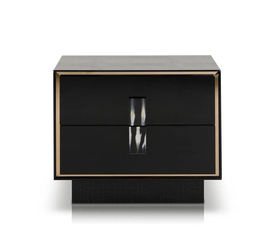 21' Black Mdf And Steel Nightstand With Two Drawers By Homeroots