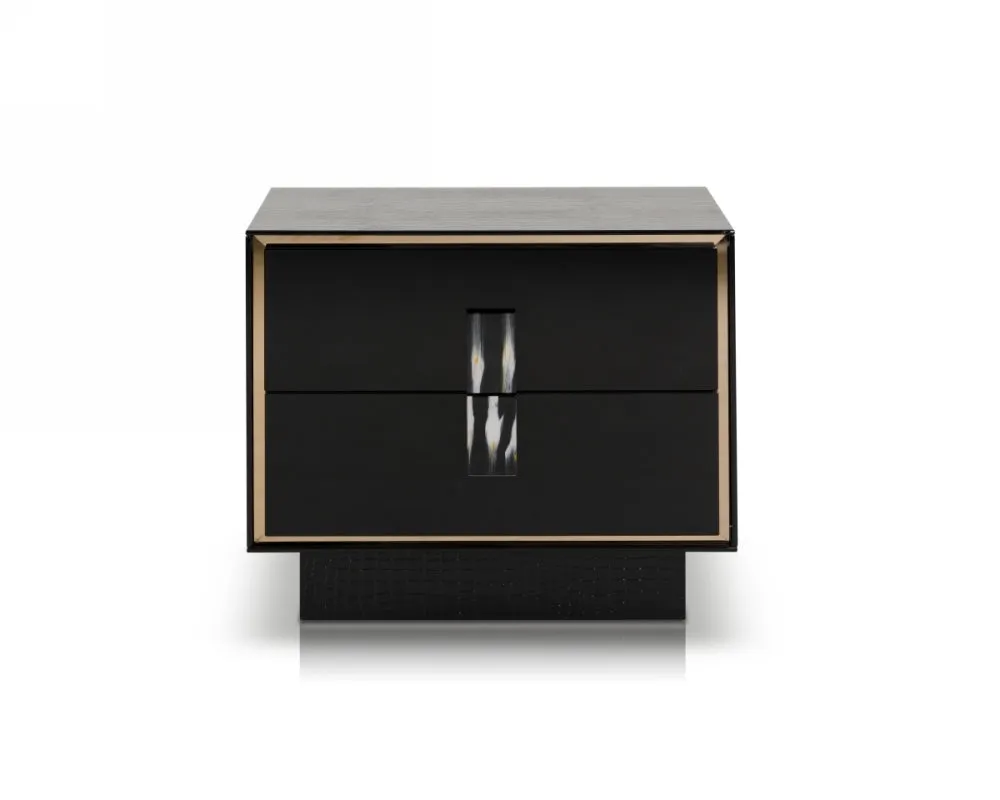 21' Black Mdf And Steel Nightstand With Two Drawers By Homeroots