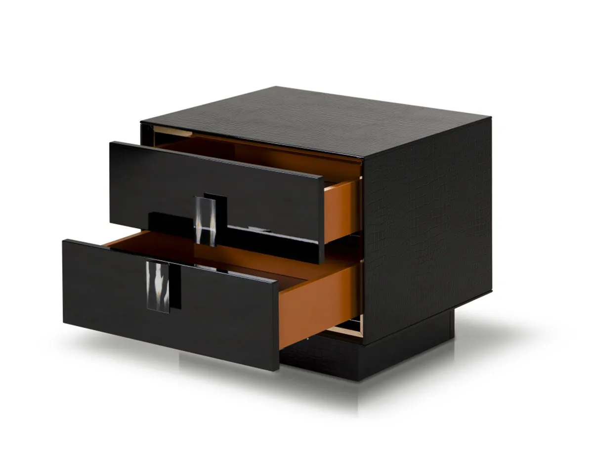 21' Black Mdf And Steel Nightstand With Two Drawers By Homeroots