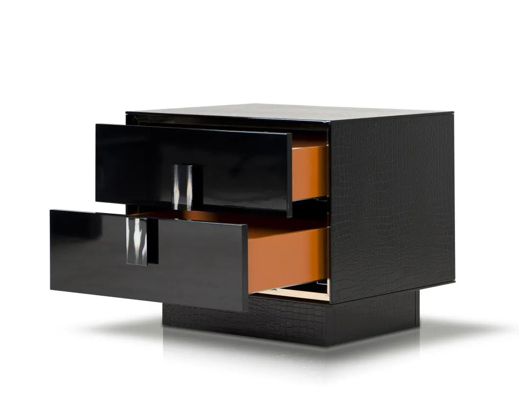 21' Black Mdf And Steel Nightstand With Two Drawers By Homeroots