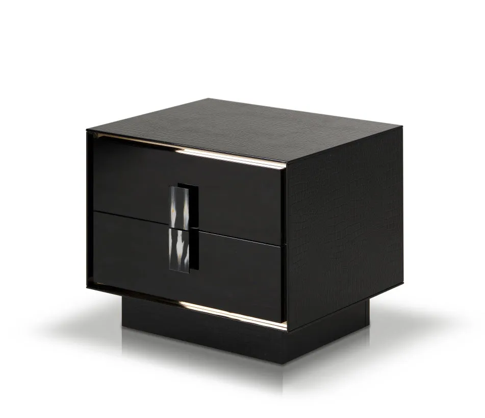 21' Black Mdf And Steel Nightstand With Two Drawers By Homeroots