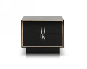 21' Black Mdf And Steel Nightstand With Two Drawers By Homeroots