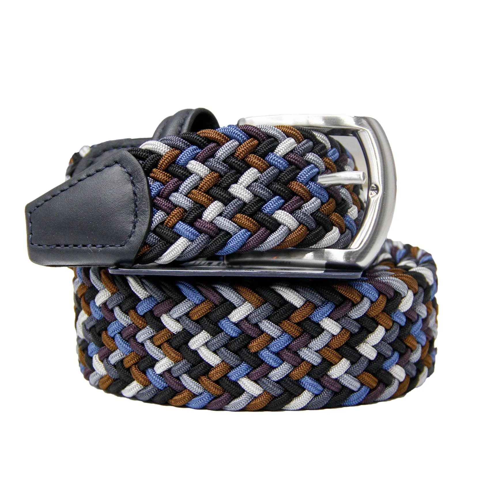 3.5cm Woven Elastic Belt (Black   Brown   Blue   Silver   Purple)