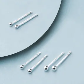 925 Pure Sterling Silver Ball Studs Set of 3 Earrings For Women