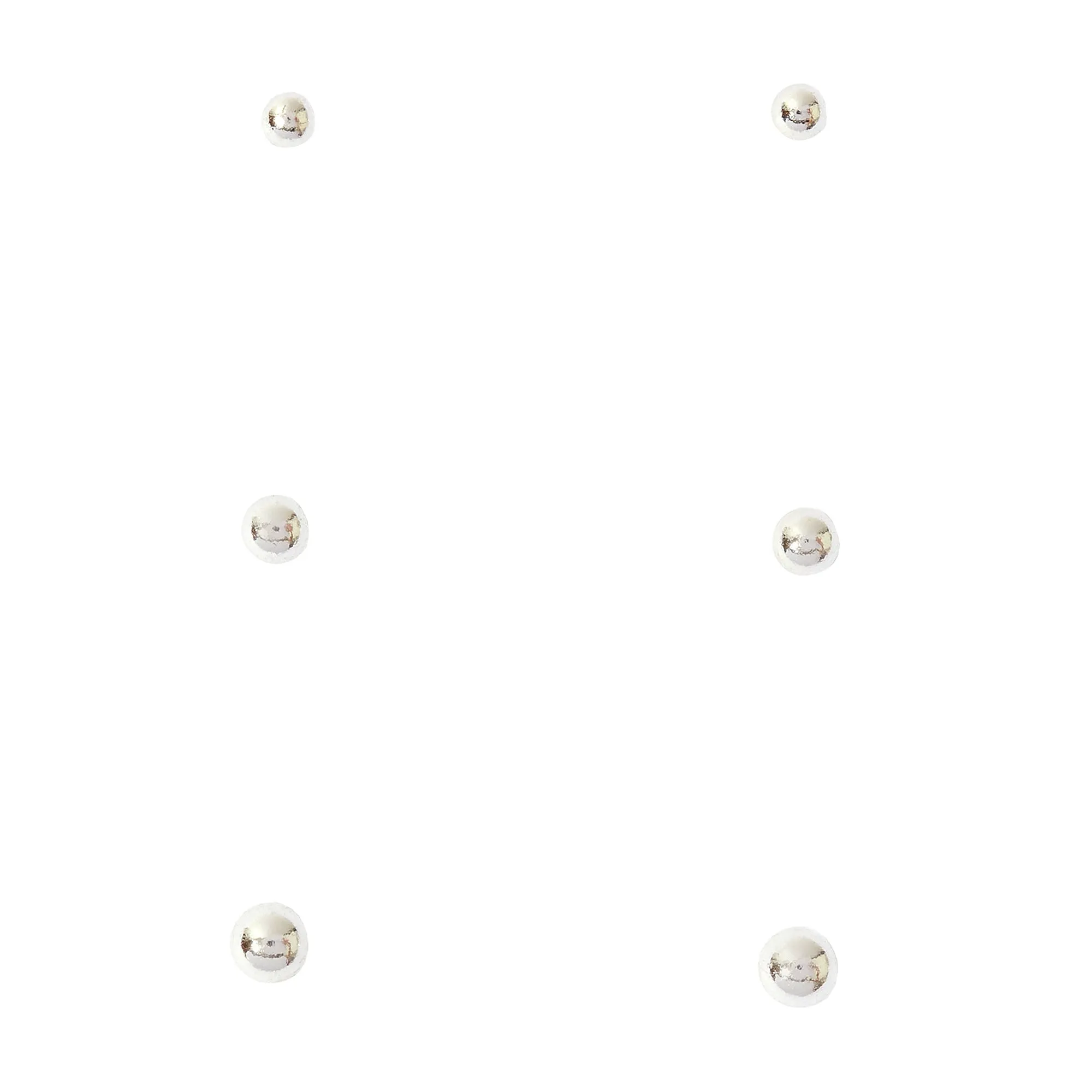 925 Pure Sterling Silver Ball Studs Set of 3 Earrings For Women