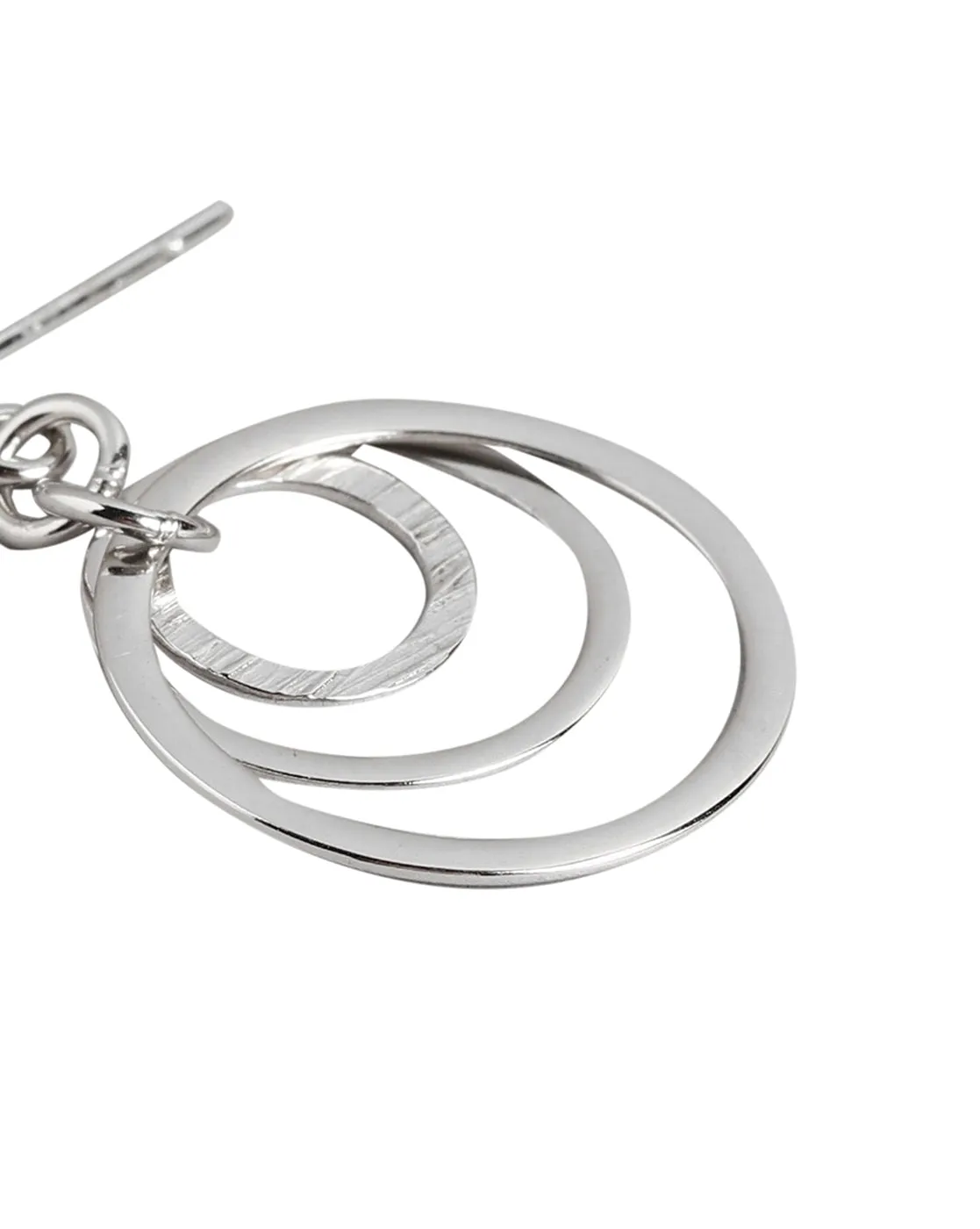 925 Sterling Silver Rhodium Plated Circular Drop Earring