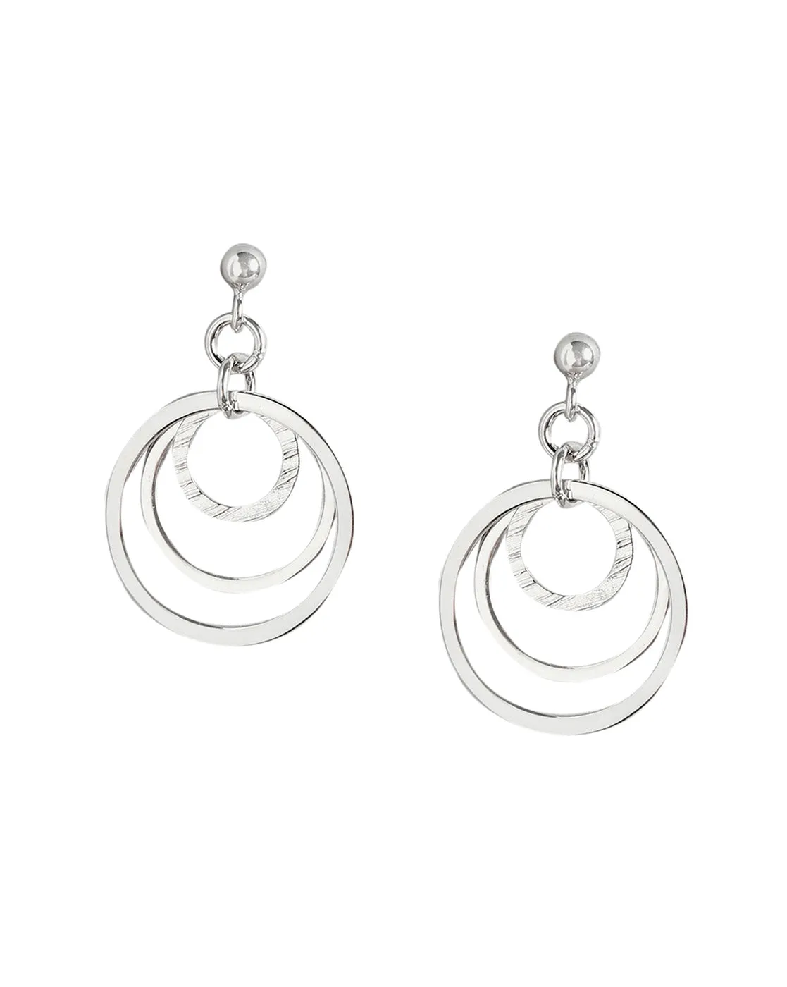 925 Sterling Silver Rhodium Plated Circular Drop Earring