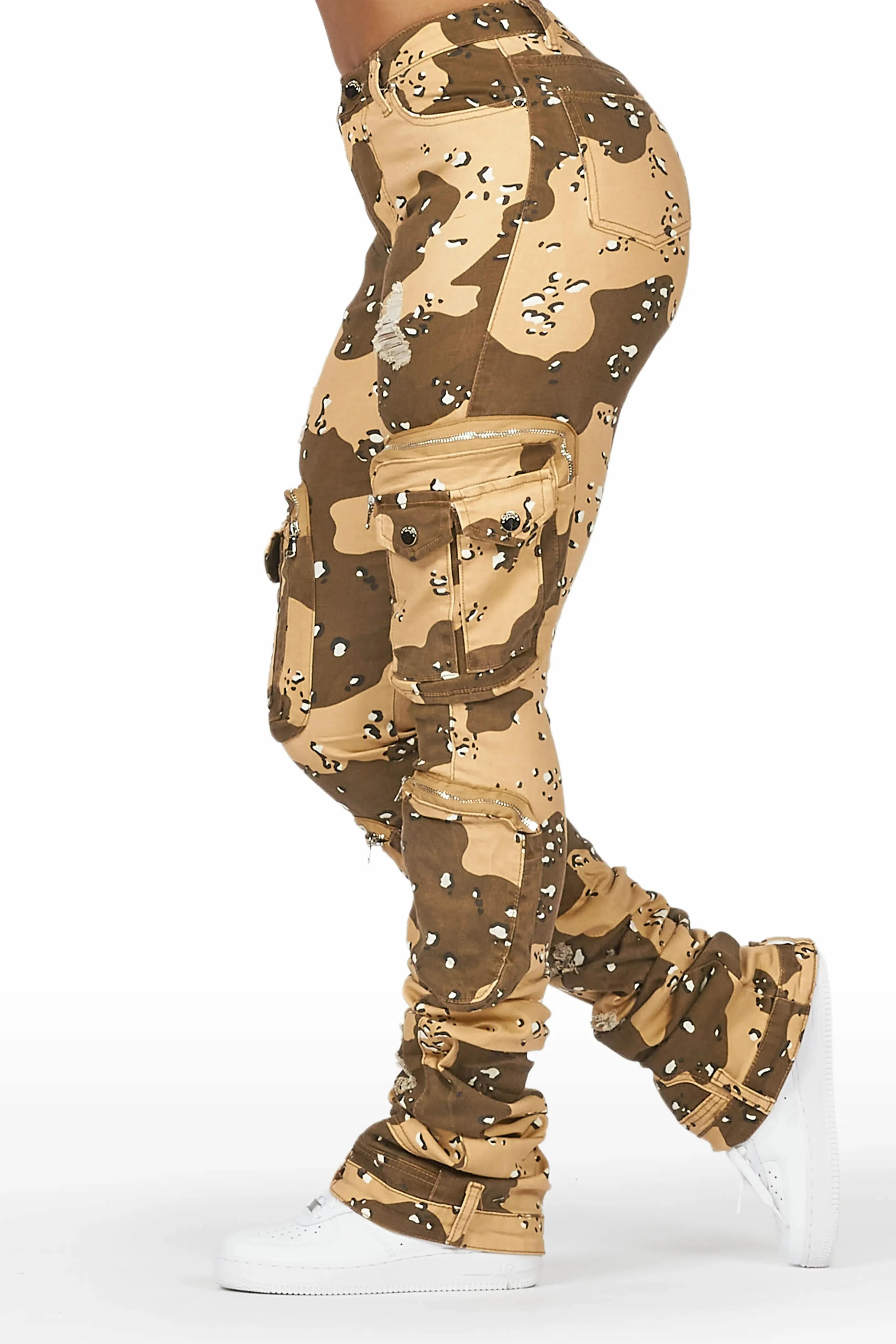 Alisson Desert Camo Cargo Super Stacked Jean