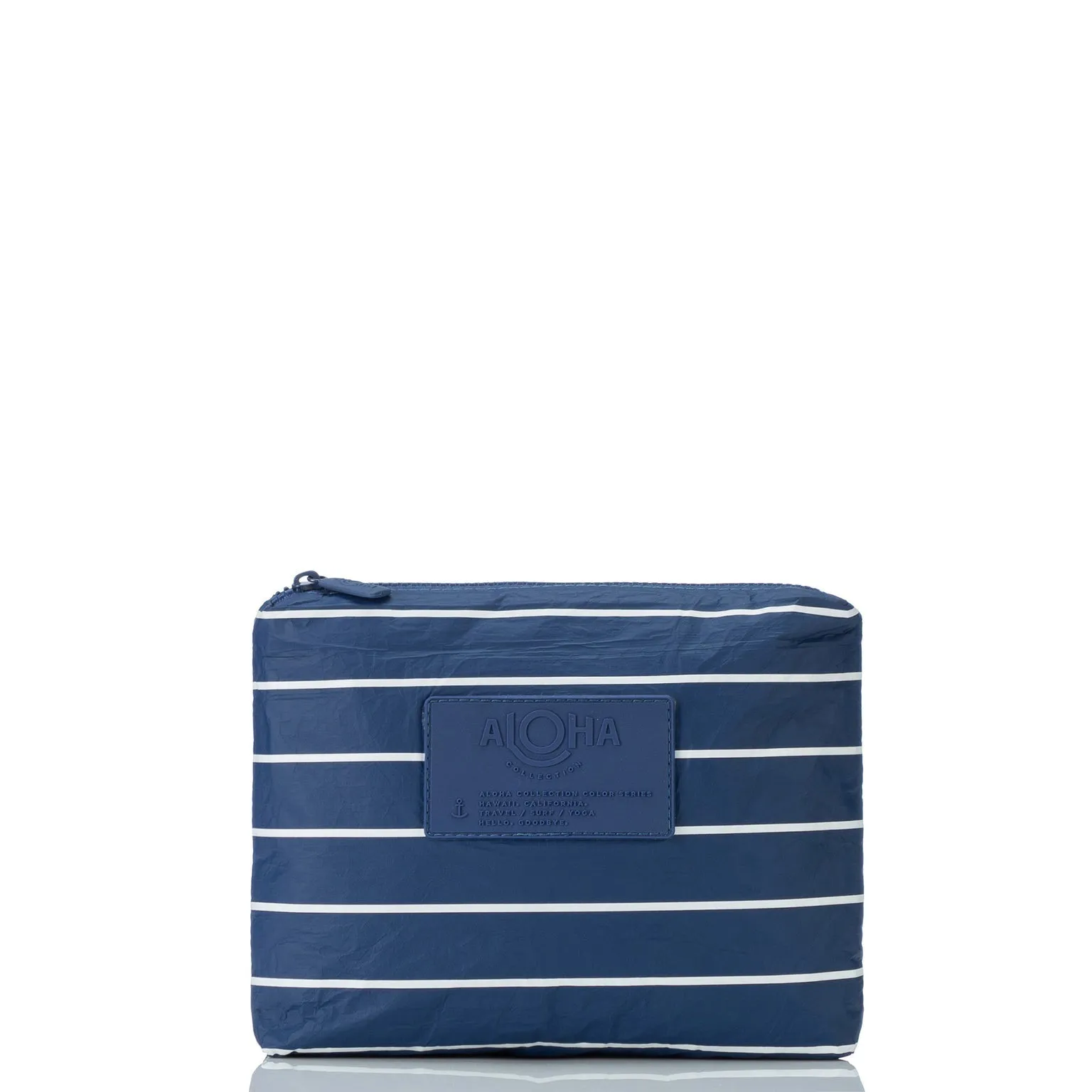 Aloha Collection Small Pinstripe Pouch-White/Navy