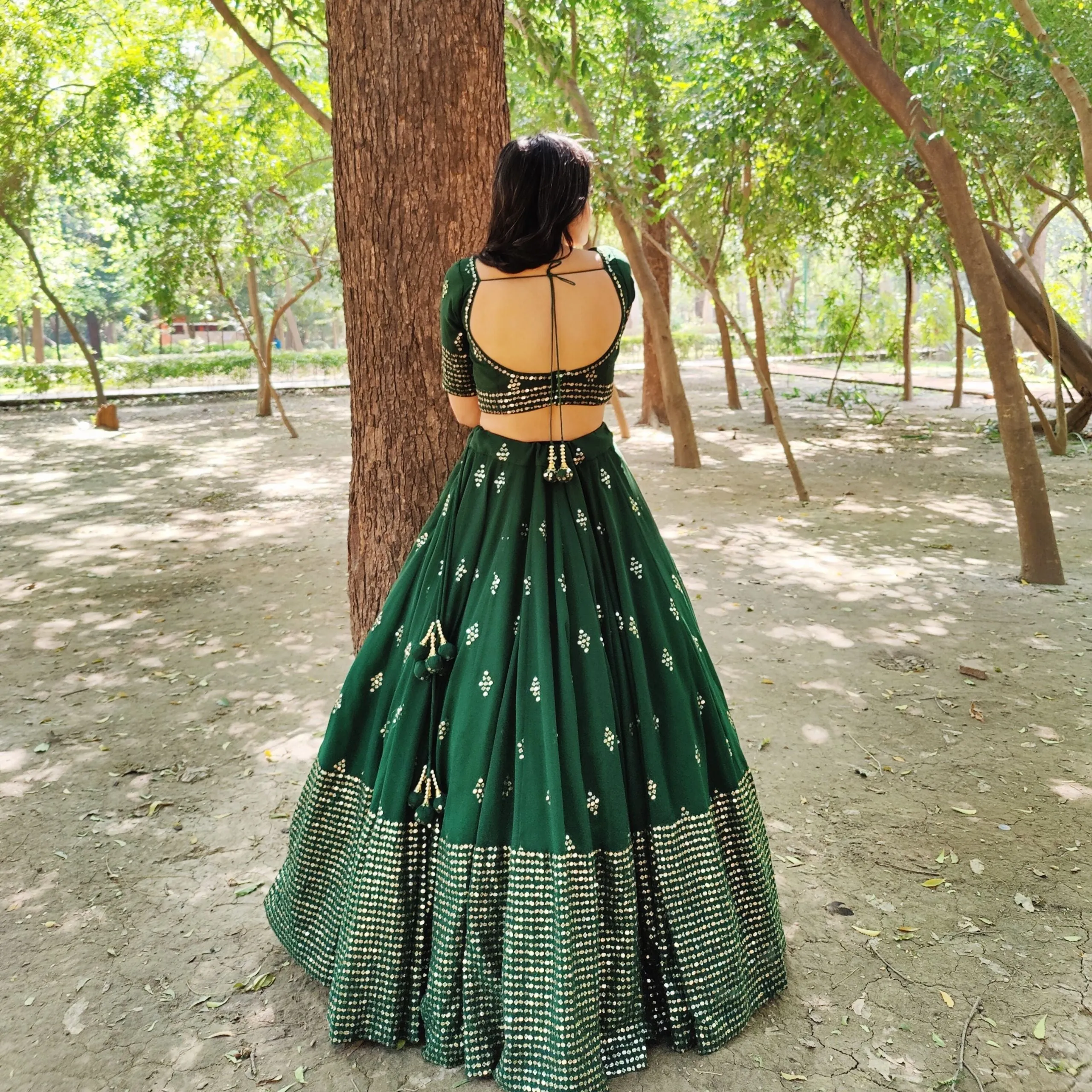 Amaltas Couture's Green Samira Georgette Lehenga - Rent