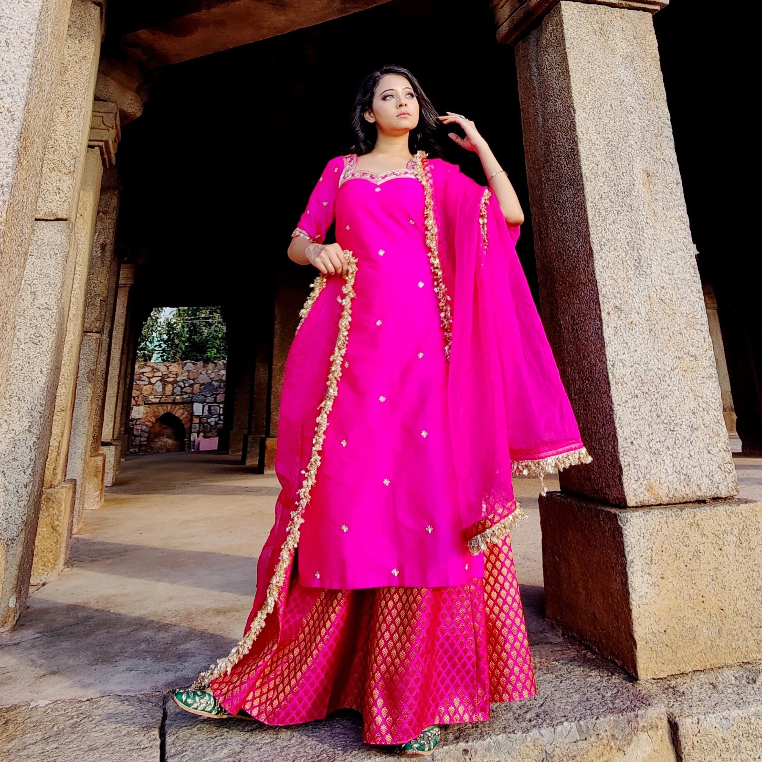 Amaltas Couture's Zoya Pink Zardozi Straight Suit - Rent