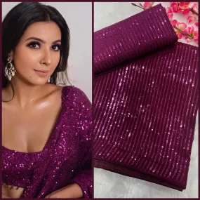 Amazing Purple Color Heavy Georgette With Embroidery Work Party Wear Saree