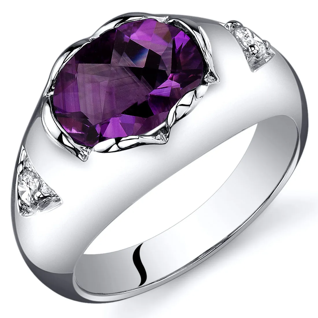 Amethyst Oval Cut Sterling Silver Ring Size 5