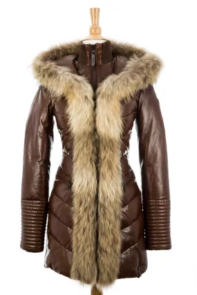 Andrea Leather Coat With Fur Trim