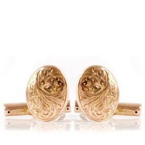 Antique Victorian 1901 9ct Gold Engraved Cufflinks