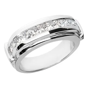 ARGOS Men's Diamond Wedding Ring Round Cut Channel Set in Platinum 2 carat E Color VS1 Clarity By Mike Nekta NYC Size 12