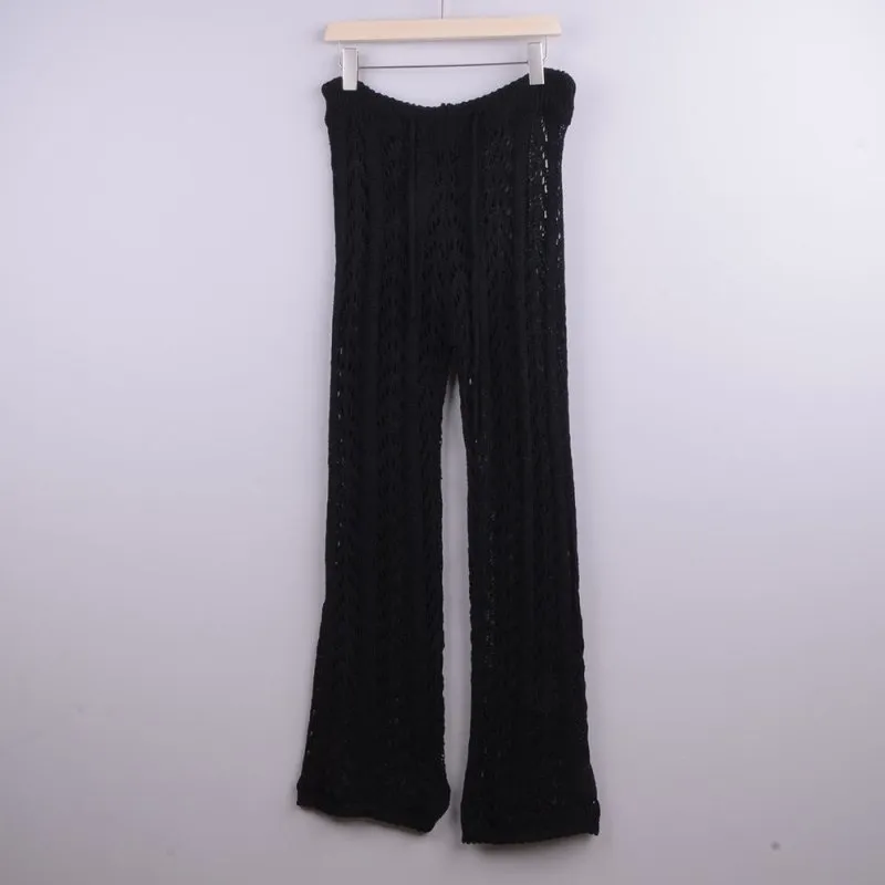 Arrival Hollow Out Hollow Out Cutout out Hand Crochet Loose Wide Trousers Vacation Beach Pants Trousers