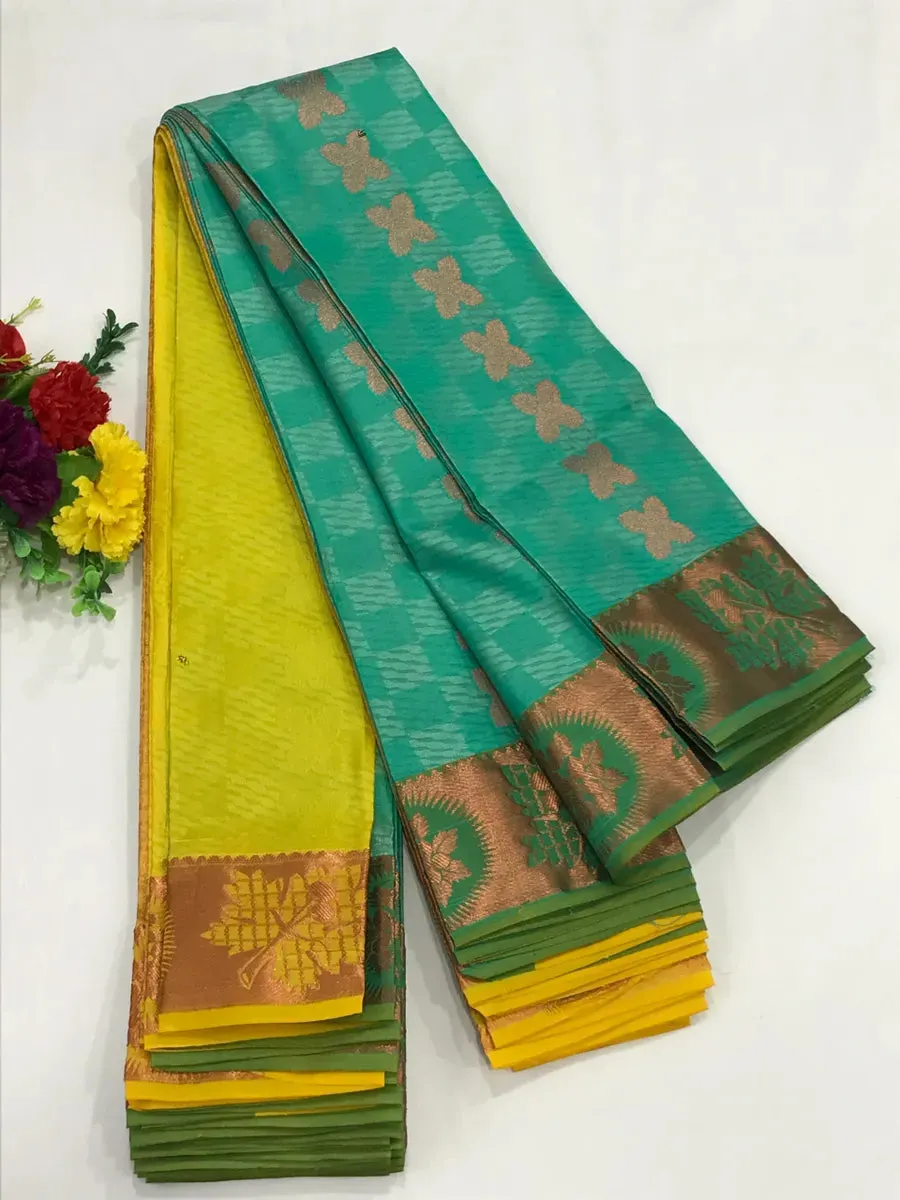 Attractive Blue Color Art Silk Saree With Contrast Zari Border