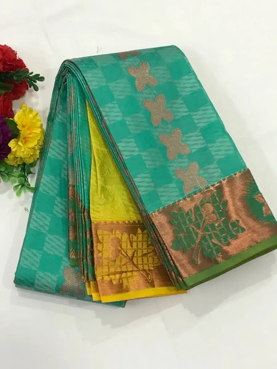 Attractive Blue Color Art Silk Saree With Contrast Zari Border