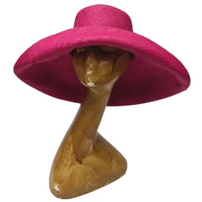 AUDREY | 5 Inches Shapeable Wide Brim Raffia Hat  | Fuchsia Pink |  UPF 50