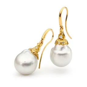 Australian South Sea pearl and diamond earrings