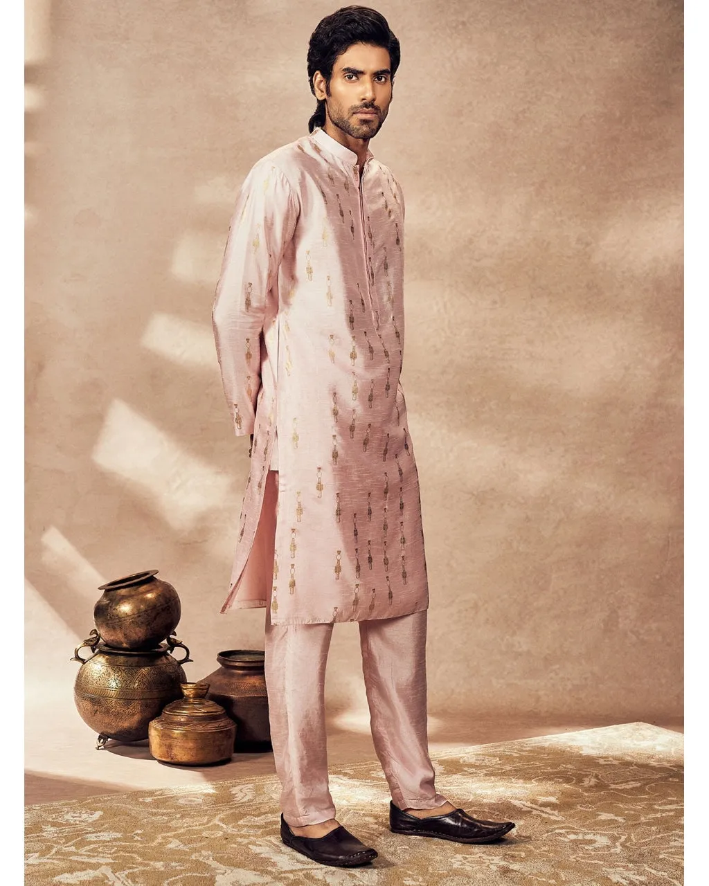 Baby Pink Tribal Pillar Kurta Set