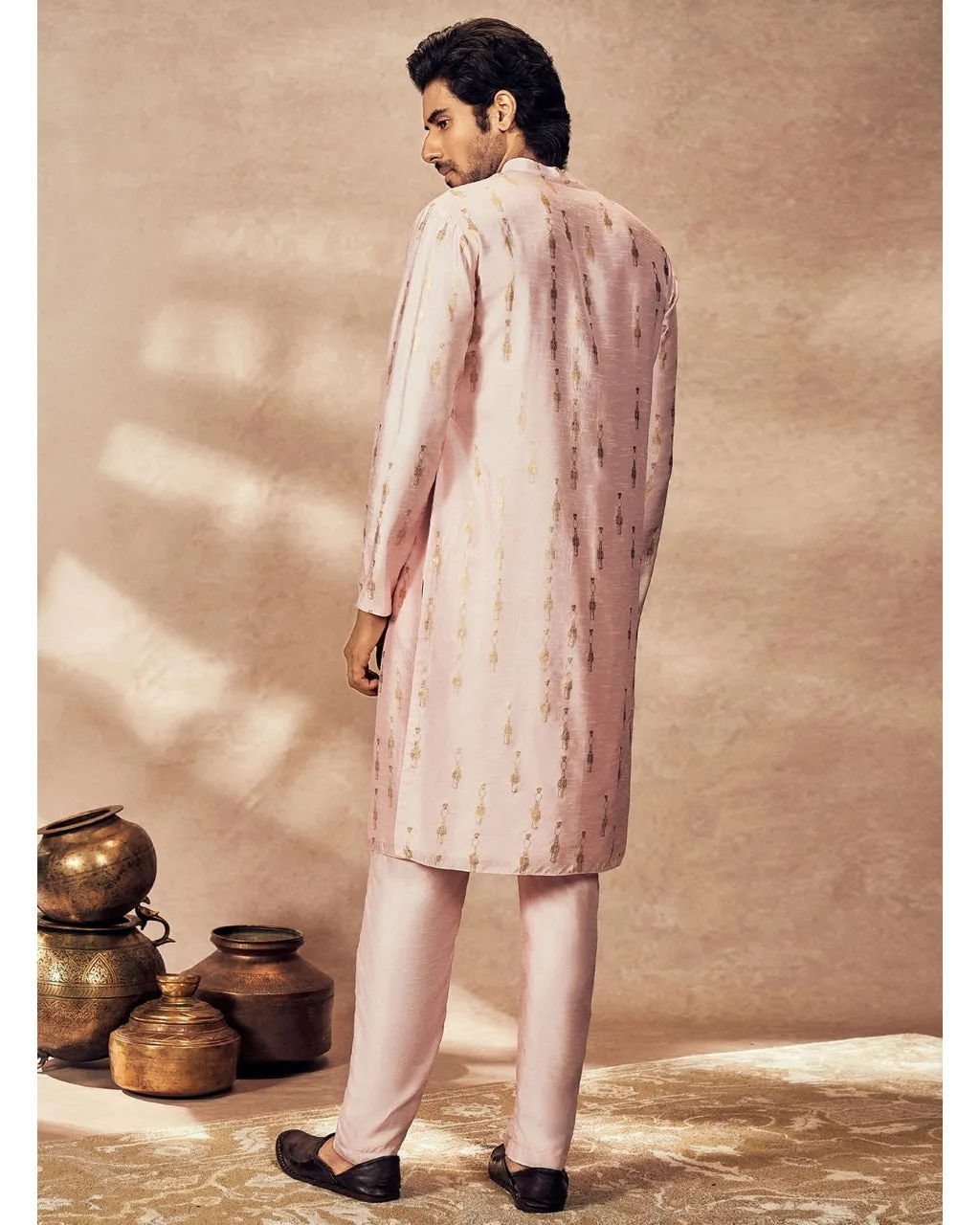 Baby Pink Tribal Pillar Kurta Set