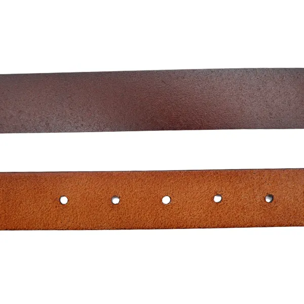 BALLINA - Women's Dark Brown Genuine Leather Belt with Brushed Silver Buckle