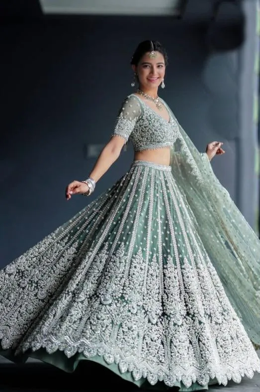 Beautiful and Classy Heavy Embroidered Lehenga Set - Rent