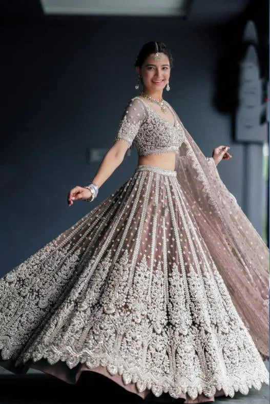 Beautiful and Classy Heavy Embroidered Lehenga Set - Rent