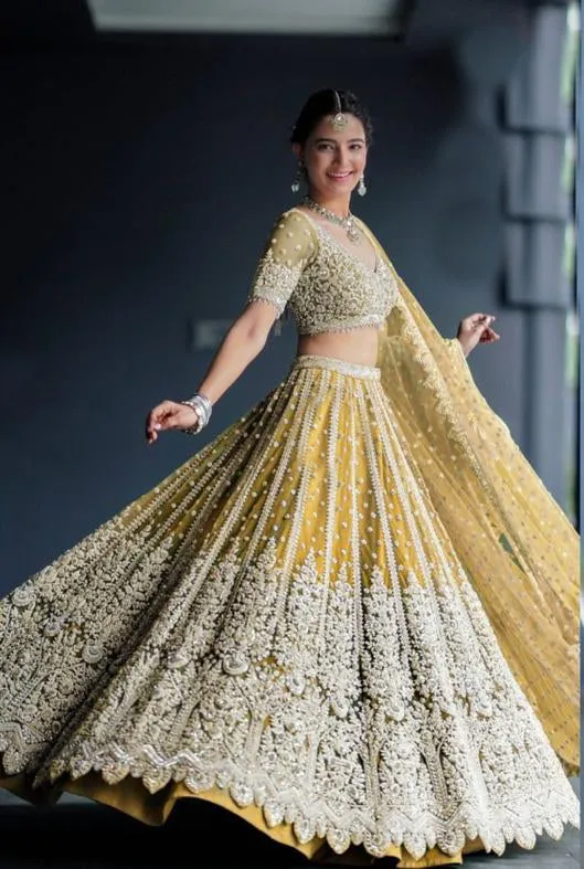 Beautiful and Classy Heavy Embroidered Lehenga Set - Rent