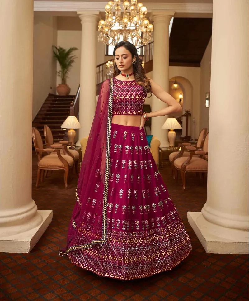 Beautiful Purple colored printed Lehenga Set - Rent