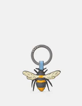 Bee Happy Blue Leather Keyring