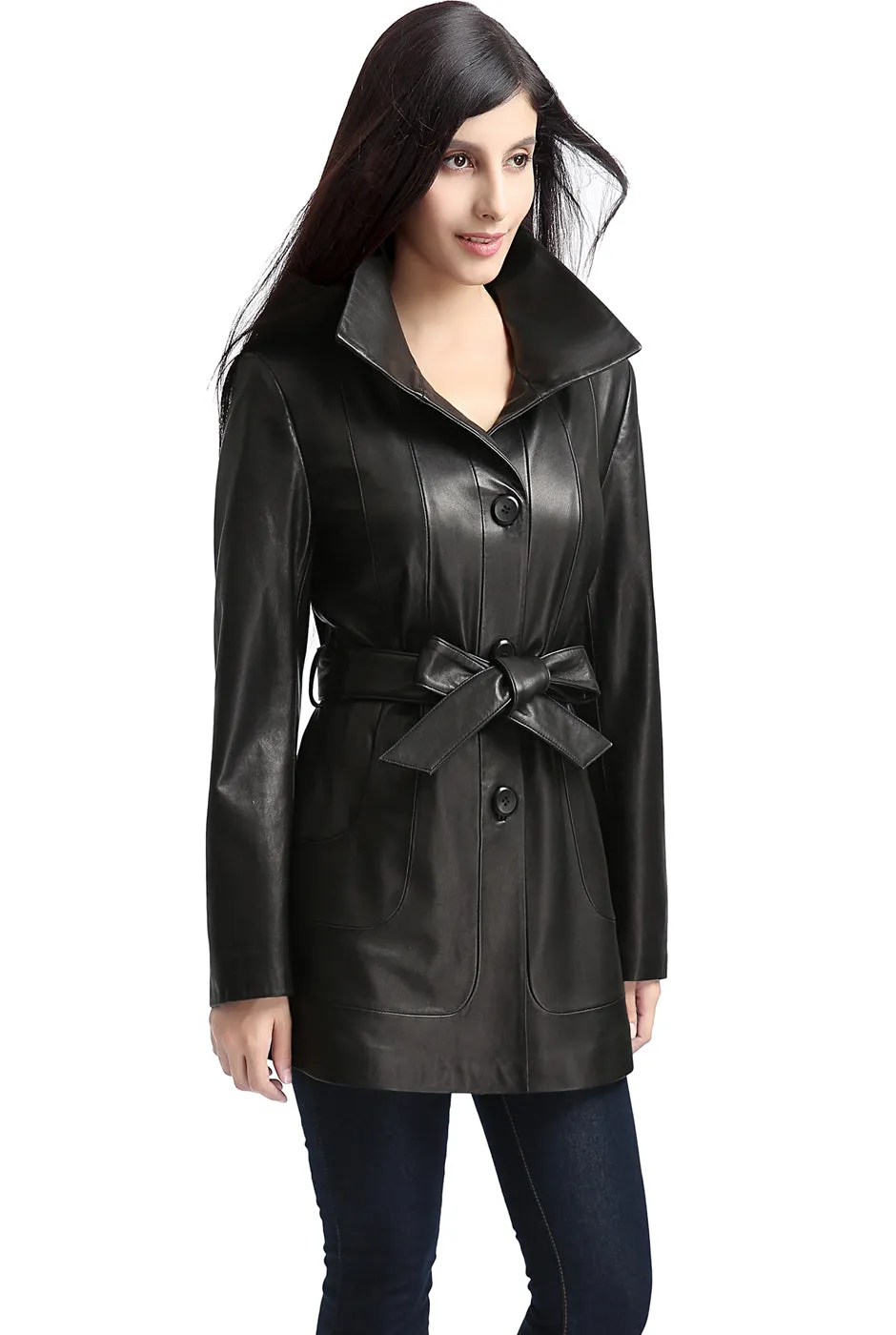 BGSD Women Madison Lambskin Leather Coat