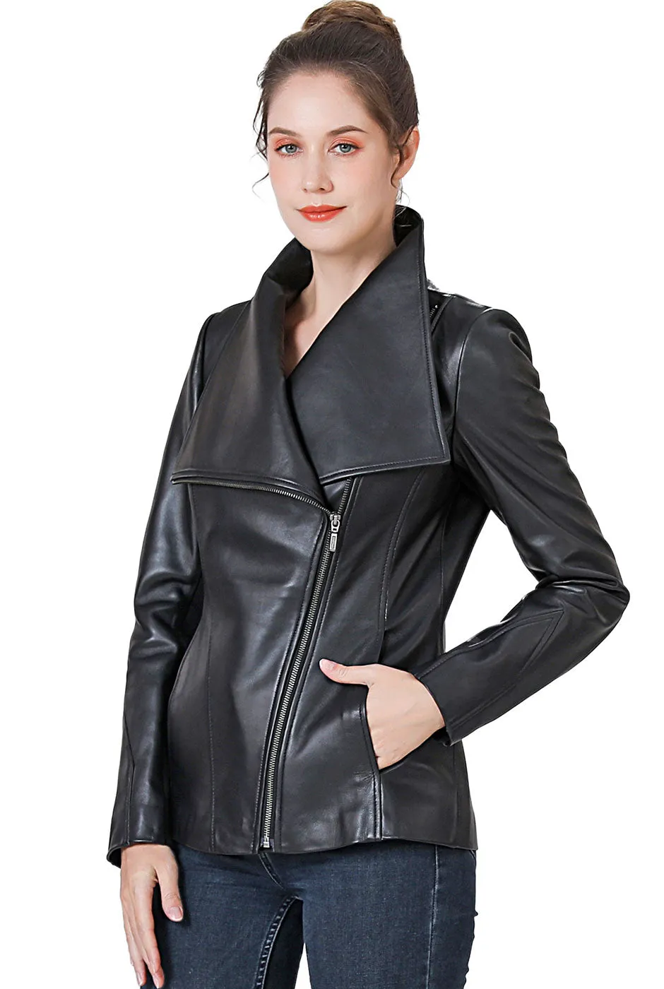 BGSD Women Mara Lambskin Leather Jacket