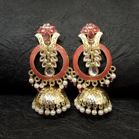 Bhavi Jewels Gold Plated Meenakari Jhumki Earrings