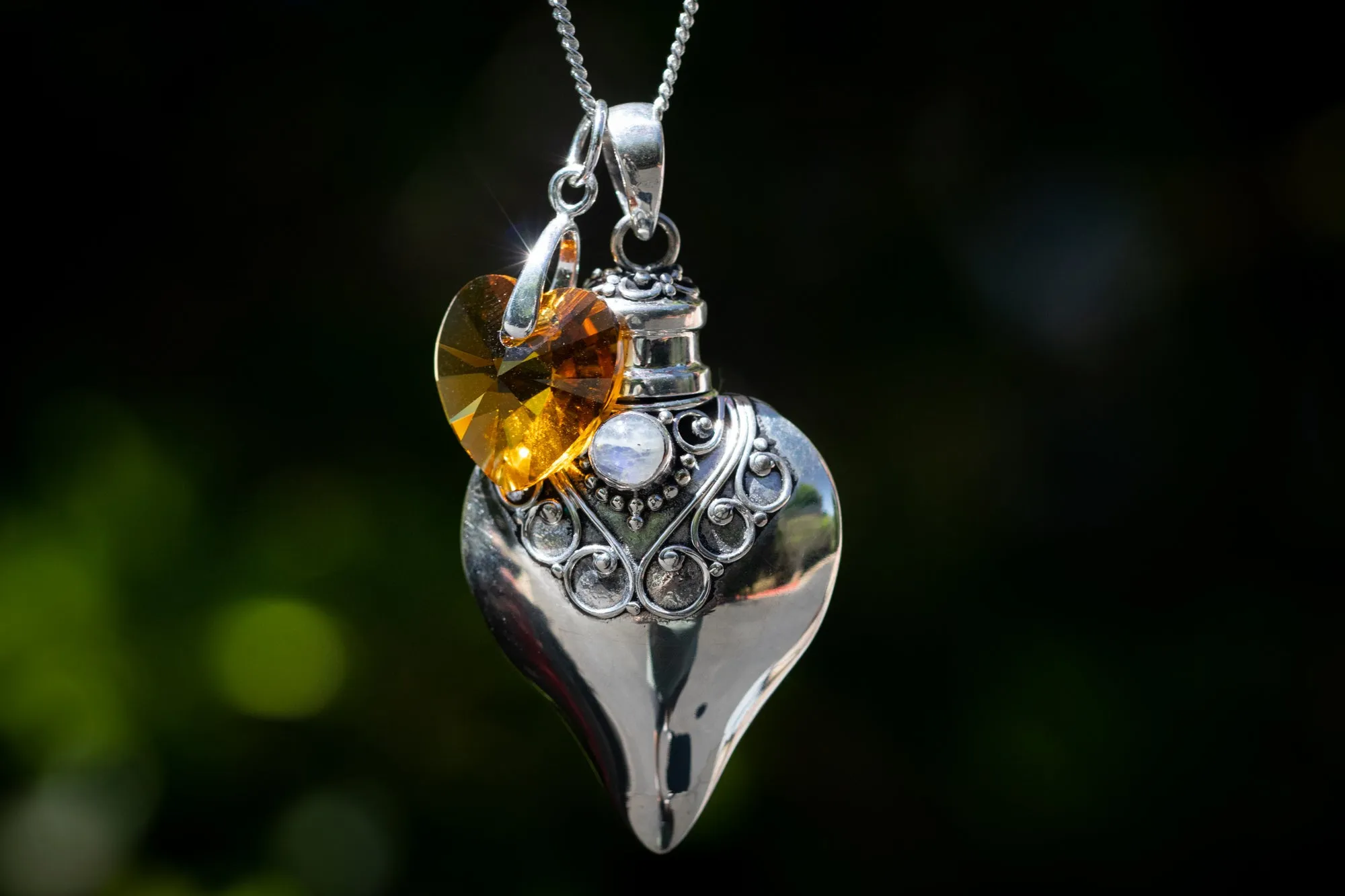 Birthstone Cremation Necklace Heart Urns