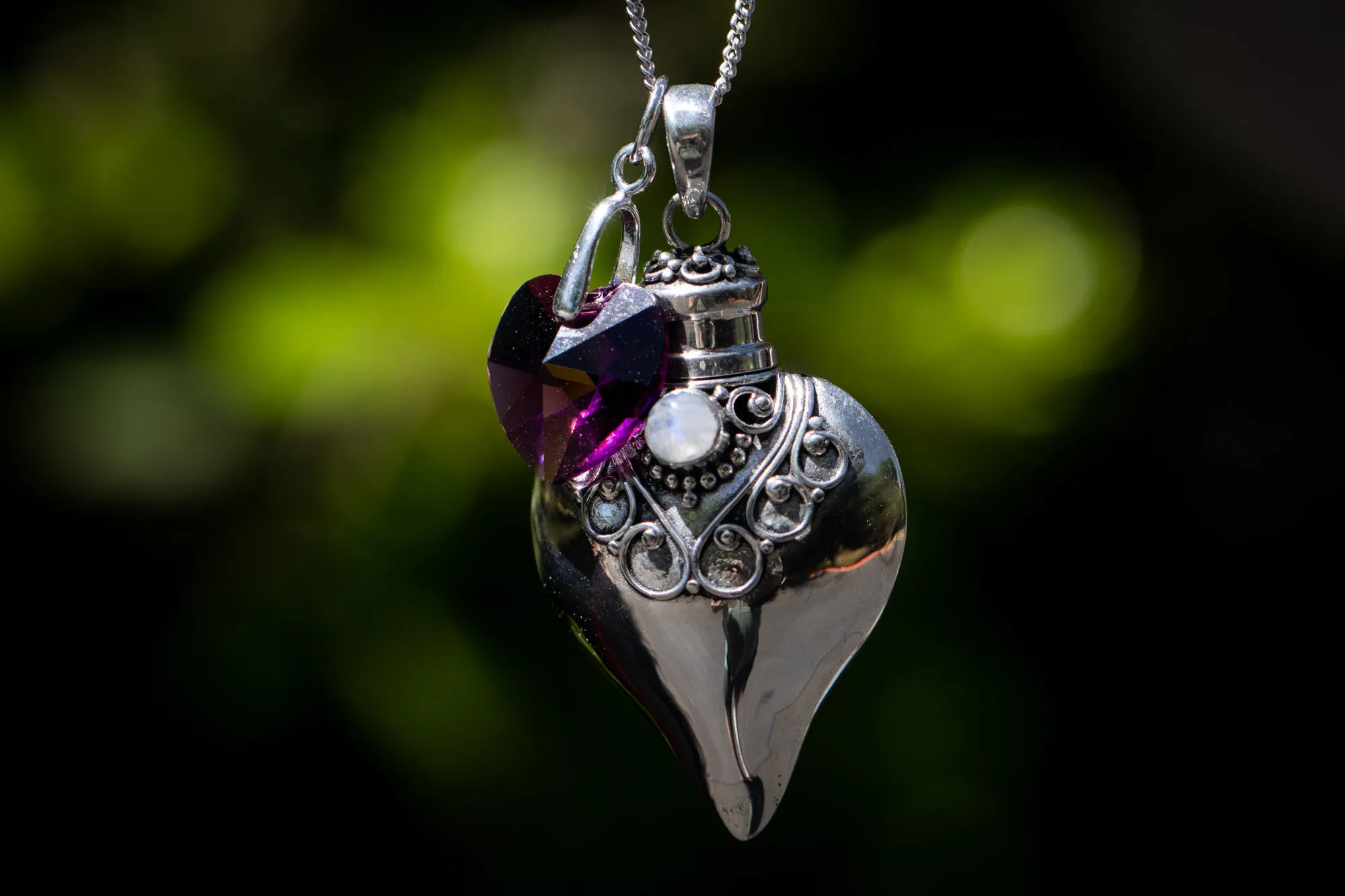 Birthstone Cremation Necklace Heart Urns