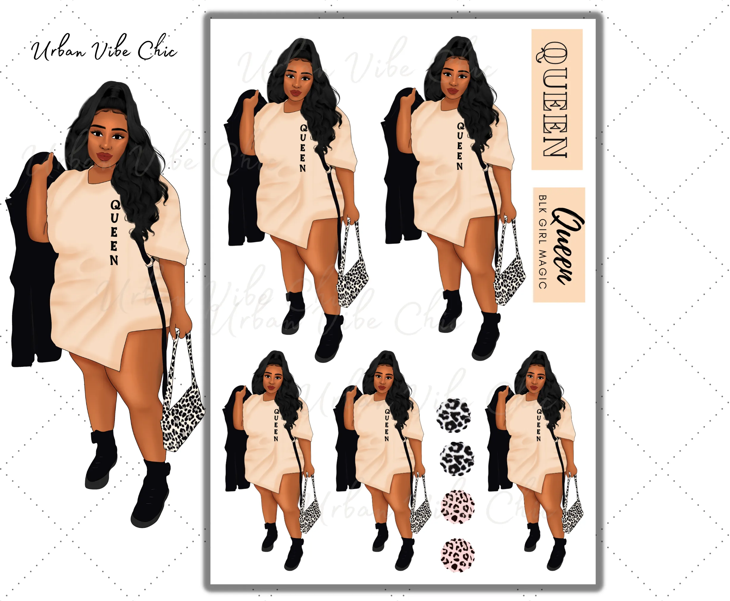 Black Girl Planner Stickers - Thick Dolls