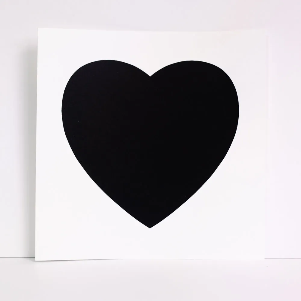 black heart art print, heart silhouette print, black and white wall art, minimalist wall art