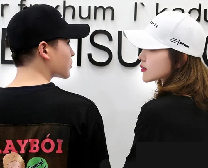 Black RECLUSIVE Graphic Baseball Caps Kpop Style Unisex Cotton Hats