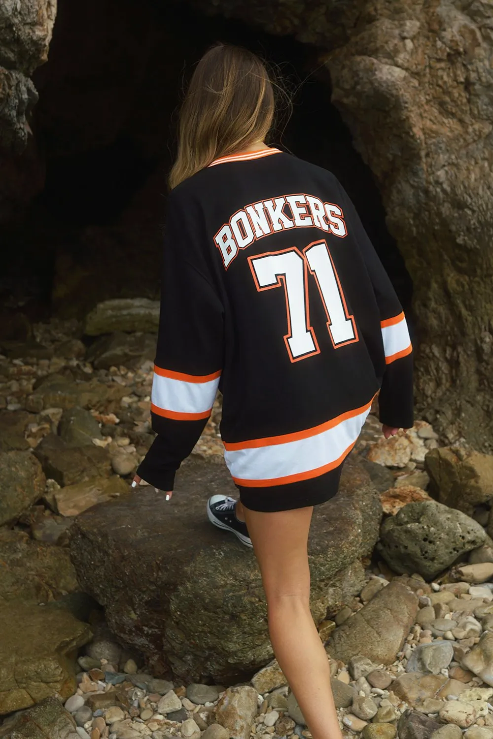 Black Signature Ice Hockey Oversized Jersey