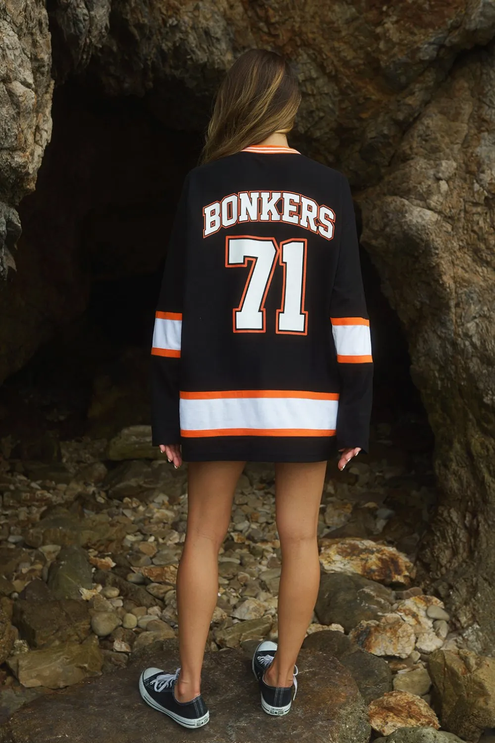 Black Signature Ice Hockey Oversized Jersey