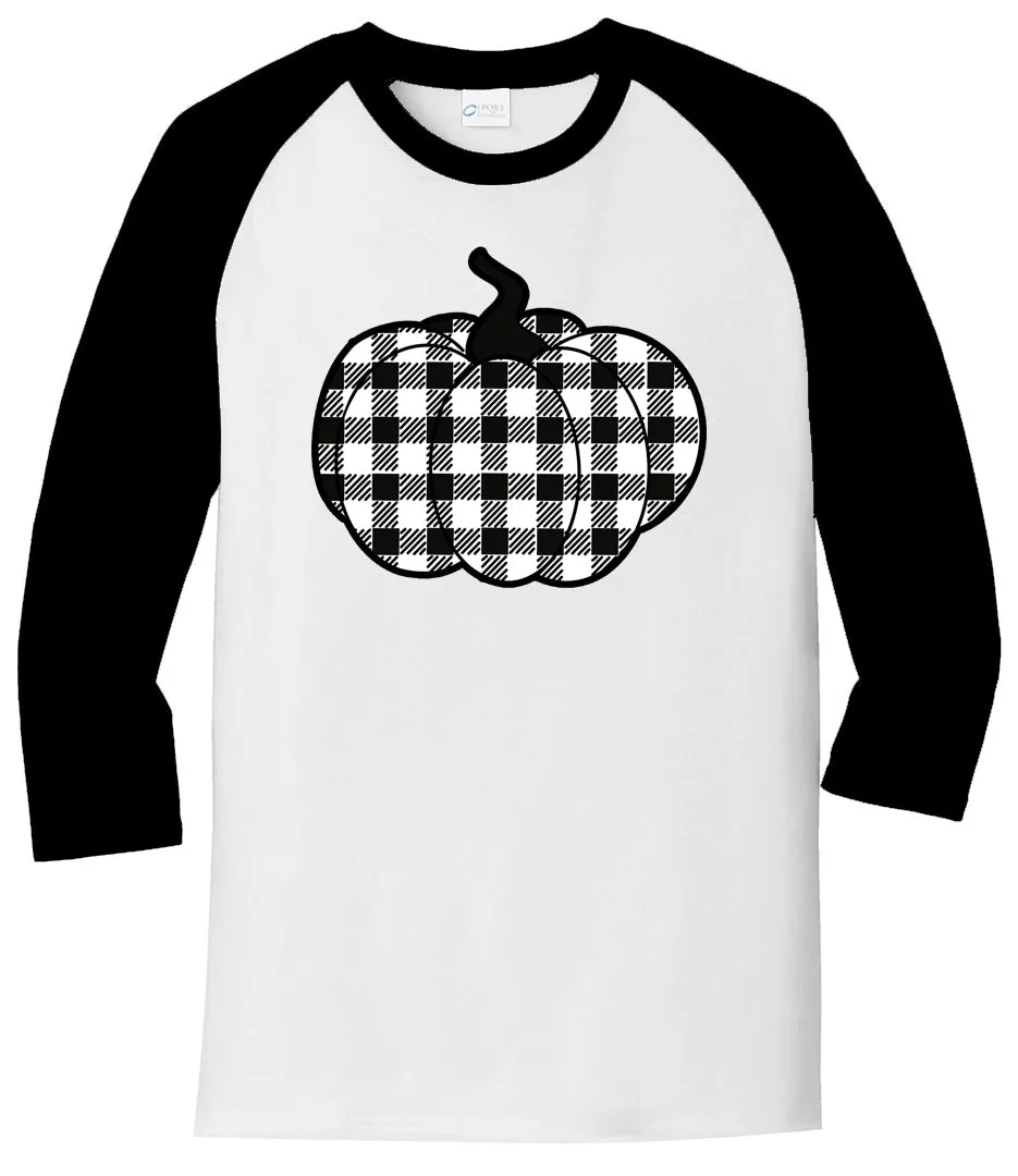 Black/White Plaid Pumpkin - White/Black Raglan