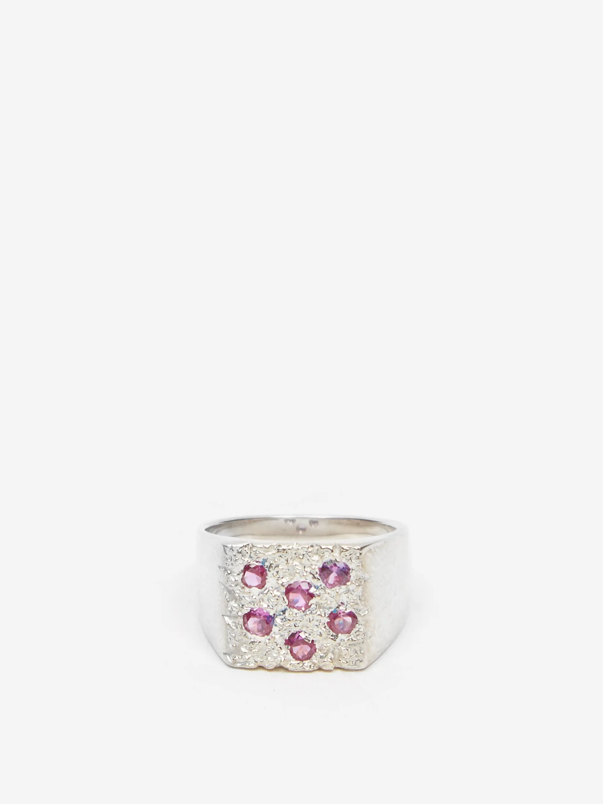 Bleue Burnham Mini Rose Garden Signet Ring - Silver/Pink