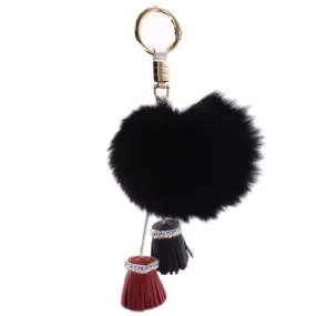 Bobble Tassel Keychain - Black