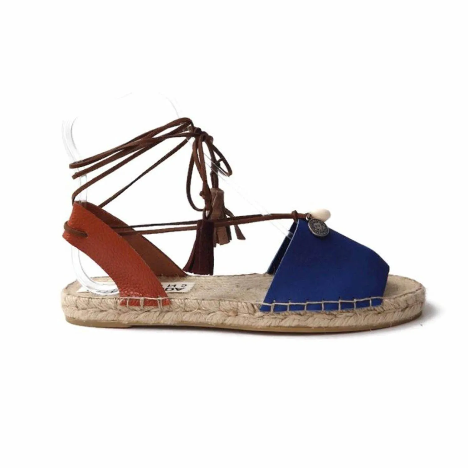 Boho Leather Espadrilles - Blue