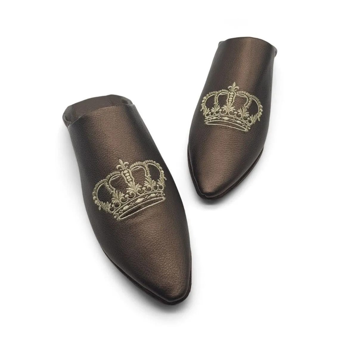 BOOSH ROYALE MOCHA Leather Moroccan Slippers