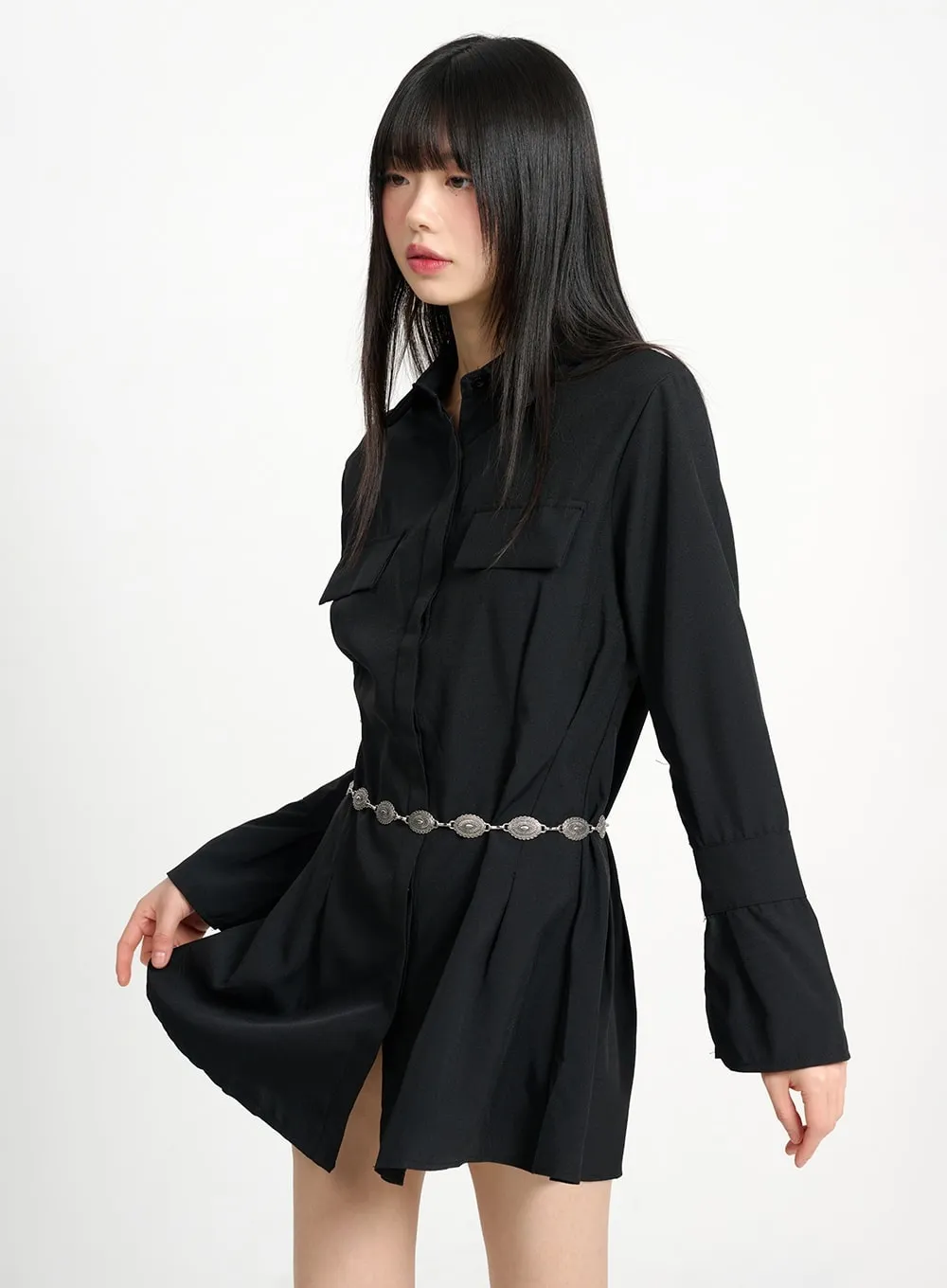 Button Up Mini Dress CM415